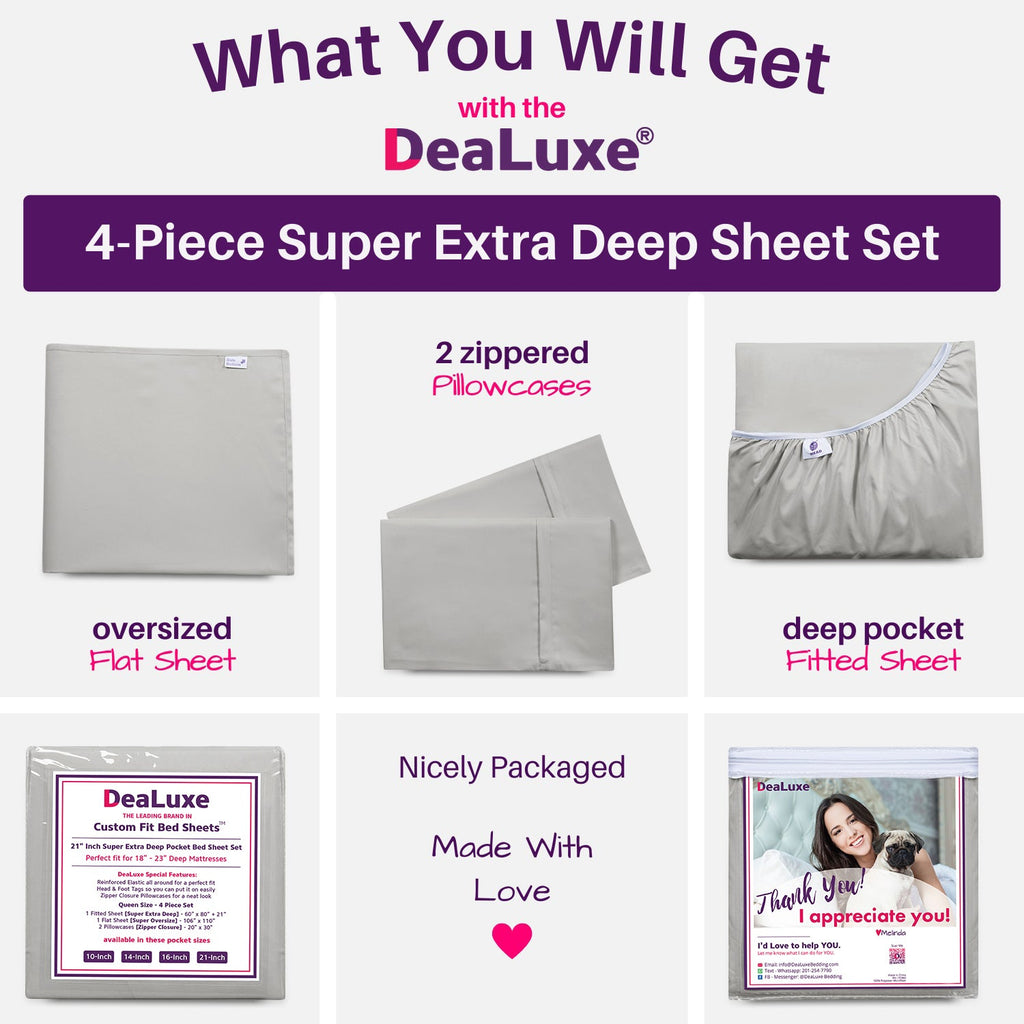 Breathable Luxury Bedding 21” King Extra Deep Pocket Sheets - Deep King Fitted Sheet - Super And Ultra Deep Sheet - For Deep Mattress -... - Premium Ultra-Soft Pillowcase Pair for Sleeping Detail