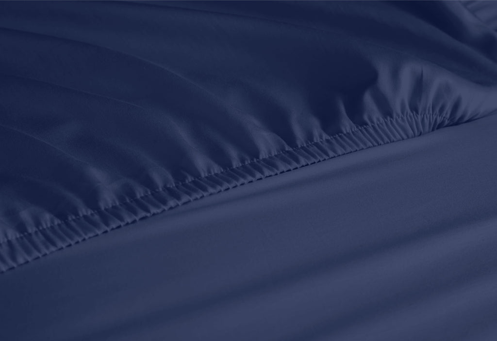 Cooling Sateen Queen Bed Sheets Set, 6 Pc Microfiber Bed Sheets, Extra Deep Pocket Queen Fitted Sheet, Flat Sheet & Pillowcases, Nav... - Luxury Bed Sheet Set with Deep Pockets Detail