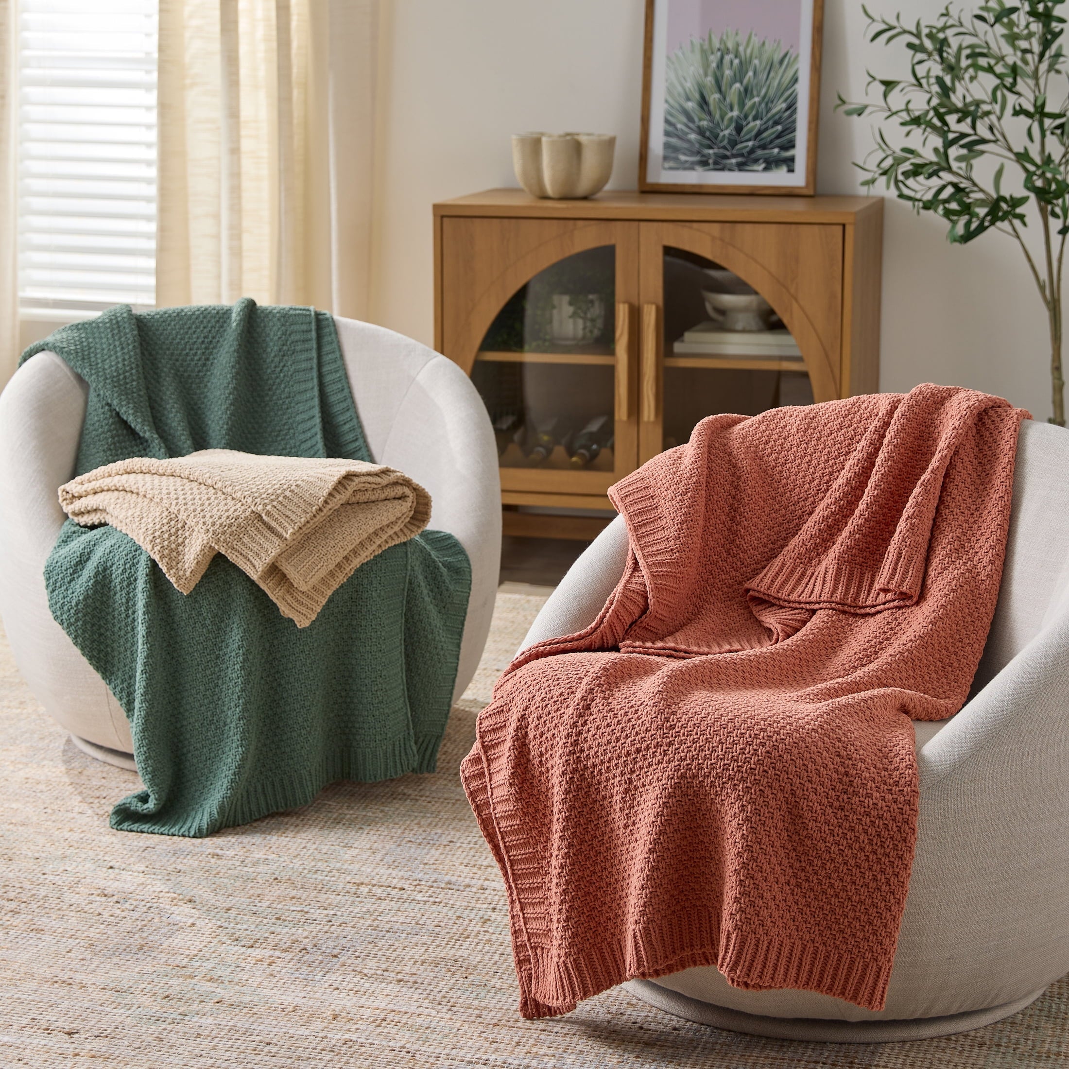 Decorative Knitted Chenille Knit Super Soft Oversized Throw Blanket, Merlot Wine - Lightweight Plush Warm Blanket for All Seasons Detail