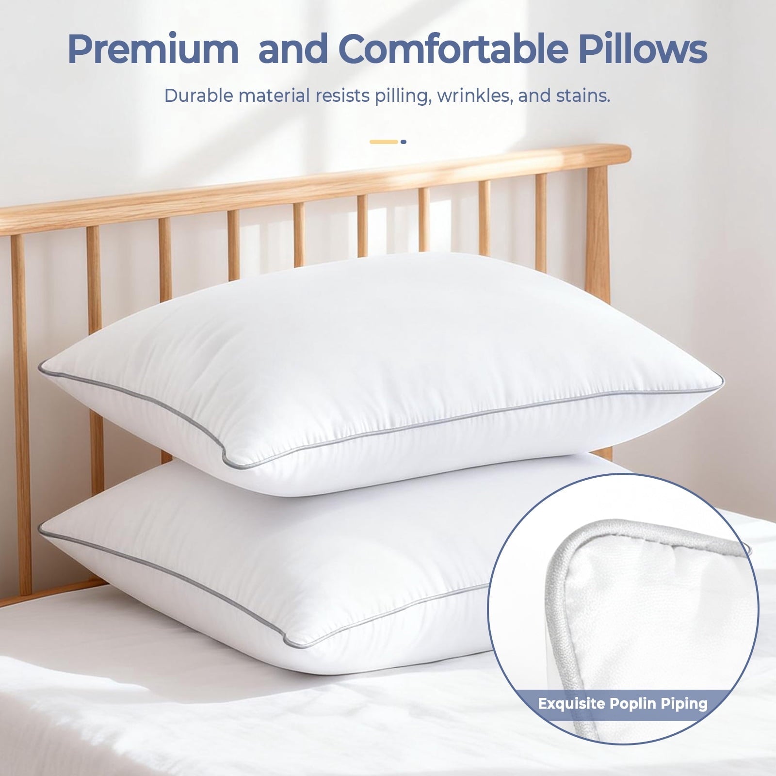 Fluffy Shredded Pillows Queen Size Set of 2, Bed Pillows for Side and Back Sleepers, Soft Down Alternative Pillows, Hotel Quality and... - Ergonomic Memory Foam Pillow for Neck Pain Support Detail