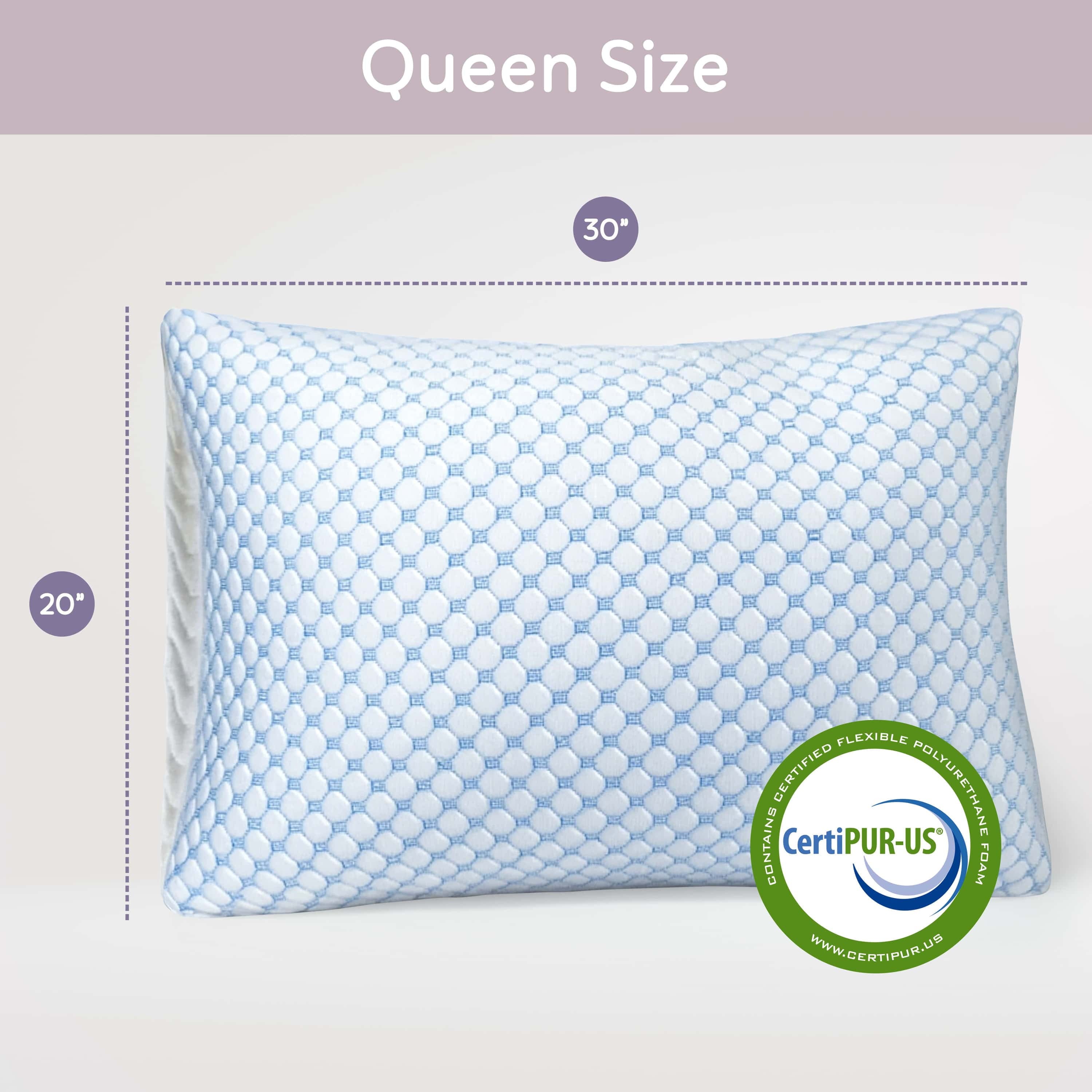 Hotel Collection Cooling Pillows for Bed, Memory Foam Bed Pillow, Queen Pillows 20” X 28”, 2 Pack - Decorative Throw Pillow Cushion for Sofa & Bed Detail