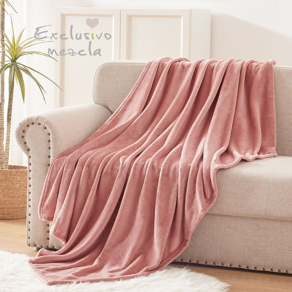 Decorative Knitted Large Flannel Fleece Velvet Plush Throw Blanket - 50" x 70" (Pink) - Super Soft Reversible Sherpa Flannel Blanket Detail