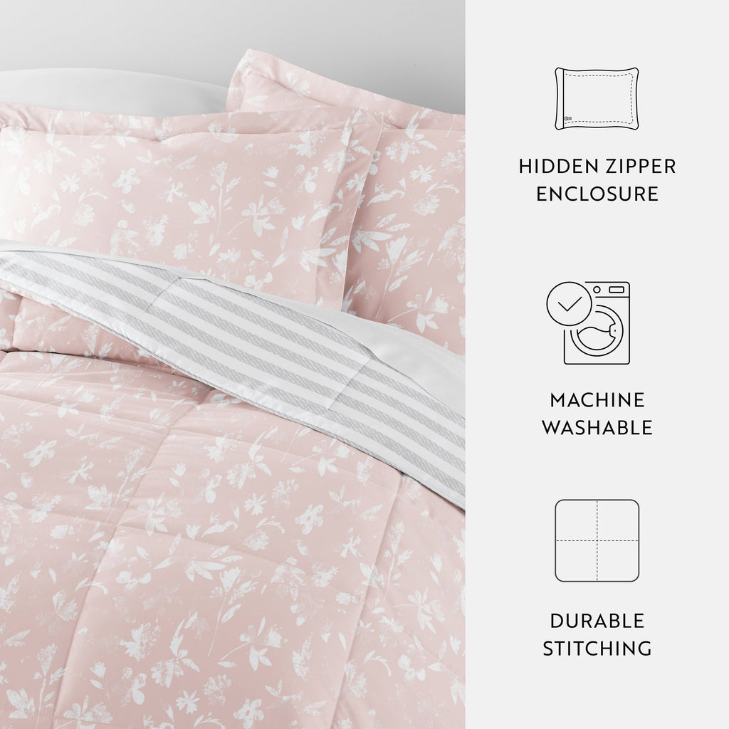 Heavyweight Warmth All Season Ultra Soft Comforter Set Lightweight Bedding in Pressed Flowers for Full/Queen Size - Cloud-Like Soft Lightweight Bed Comforter Detail