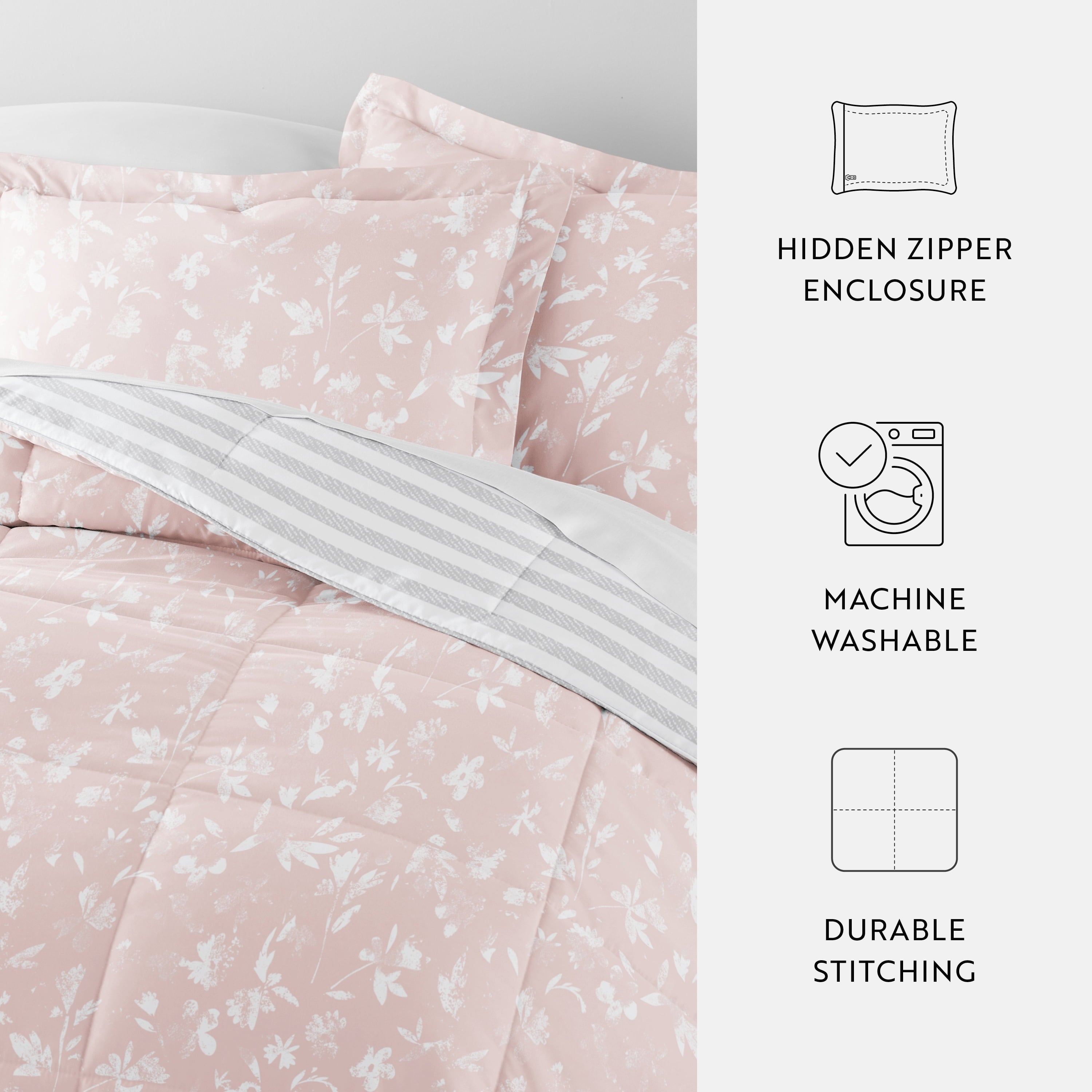 Heavyweight Warmth All Season Ultra Soft Comforter Set Lightweight Bedding in Pressed Flowers for Full/Queen Size - Cloud-Like Soft Lightweight Bed Comforter Detail
