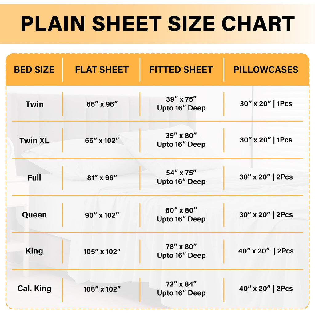 Premium Egyptian Cotton Size Sheet Set, 4-Piece Plain Soft Microfiber – Deep Pocket Bed Sheets, Includes 1 Fitted Sheet, 1 Flat Sheet, 2 Pill... - Luxury Bed Sheet Set with Deep Pockets Detail