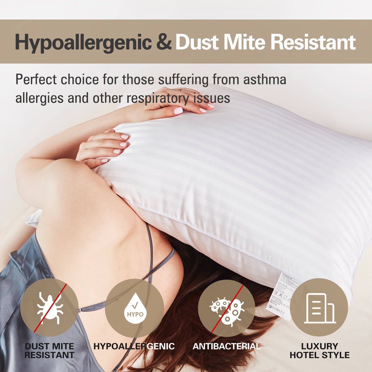 Ergonomic Memory Foam Pillow for Bed Standard Size Set of 2 ,Down Alternative Pillows for Sleeping 20x26inch, Luxury Hotel Pillow for Back,... - Decorative Throw Pillow Cushion for Sofa & Bed Detail