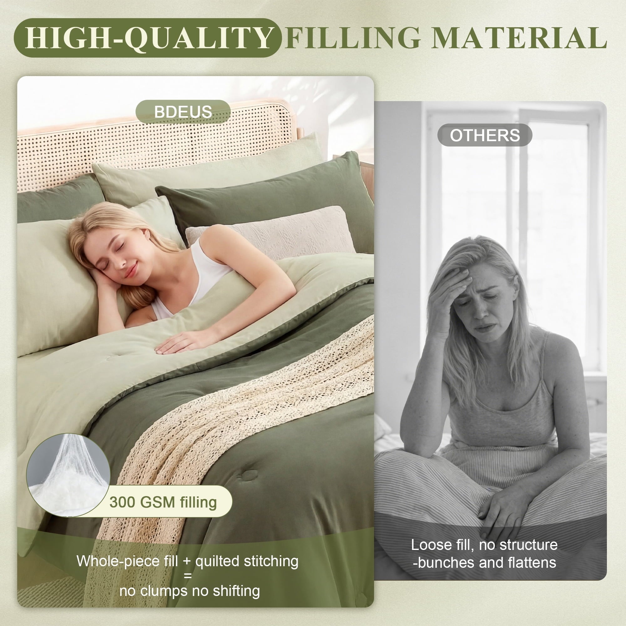 All-Season 7 Pieces Comforter Set Queen，Bed in A bag，All Seasons Bedding sets with Comforter,Fitted Sheet,Flat Sheet,Pillowcases... - Luxurious Quilted Duvet Cover Set Detail