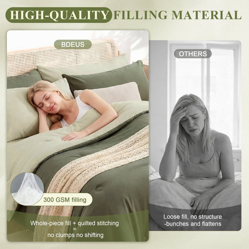 All-Season 7 Pieces Comforter Set Queen，Bed in A bag，All Seasons Bedding sets with Comforter,Fitted Sheet,Flat Sheet,Pillowcases... - Luxurious Quilted Duvet Cover Set Detail