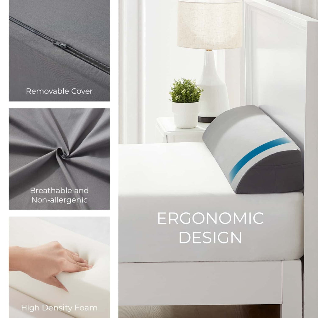 Decorative Plump Bed Wedge Pillow for Headboard, Mattress Gap Filler Headboard Pillow, Queen Size - Ergonomic Memory Foam Pillow for Neck Pain Support Detail