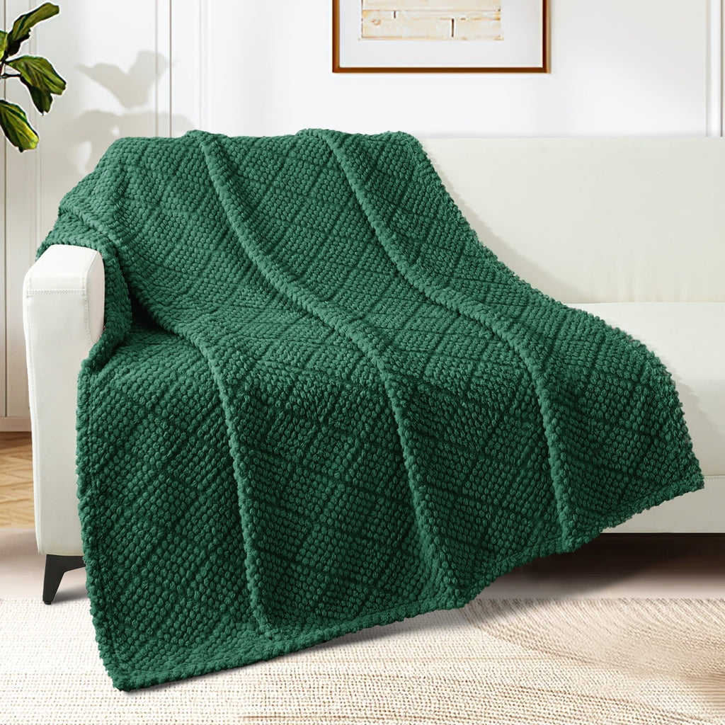 Super Soft Flannel Fuzzy Fleece Throw Blanket for Couch, Bed, Soft Fluffy Jacquard Waffle Blankets for All Season, Lightweight and Warm,... - Cozy Fleece Throw Blanket for Couch & Bed Detail