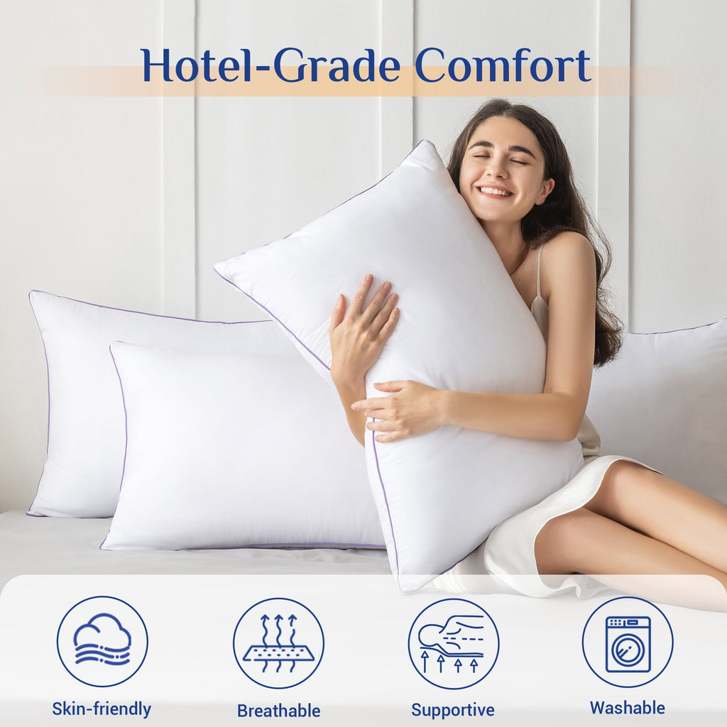 Fluffy Shredded Pillows Standard Size Set of 2, Hotel Down Alternative Sleeping Bed Pillows for Side Back Stomach Sleepers - Hotel Quality Plush Sleeping Pillows Detail