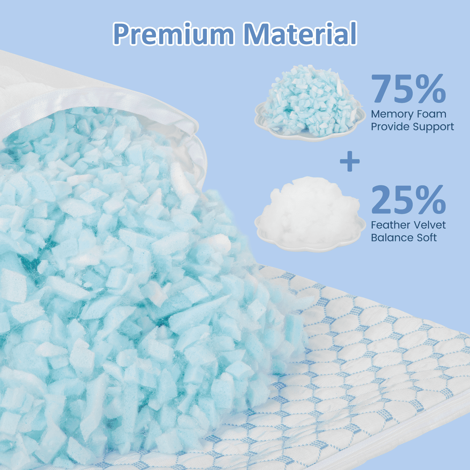 Orthopedic Support 2 Pack Cooling Pillow for Sleeping, Memory Foam Pillows Cool Bed Pillows Hotel Reversible Pillow with Washable Remova... - Orthopedic Shredded Foam Bed Pillow Set Detail