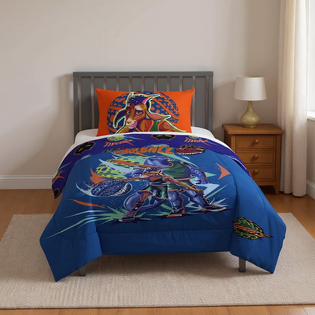 Fluffy Down Alternative 2 Piece Twin/Full Kids Reversible Comforter and Pillowcase Bedding Set, Multicolor,Twin/Full - Luxurious Quilted Duvet Cover Set Detail