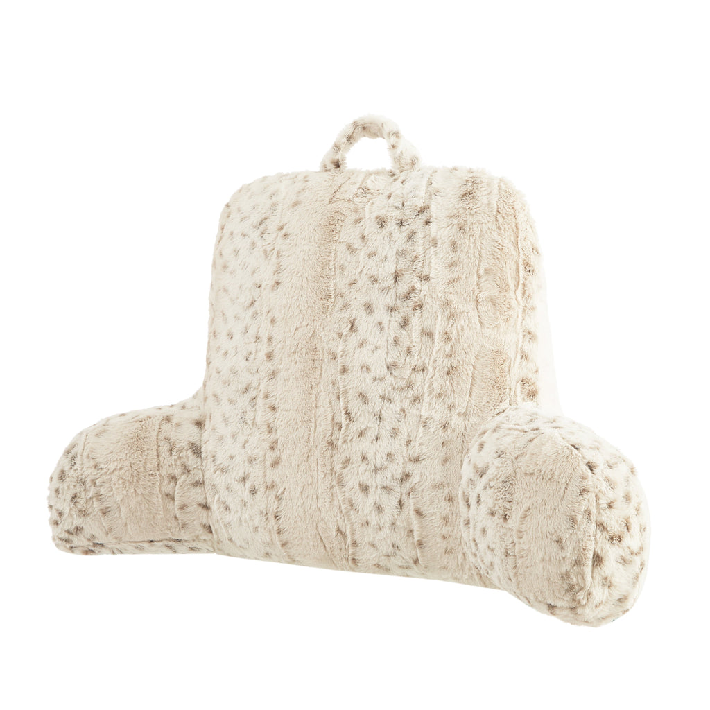 Hotel Collection Faux Fur Backrest Pillow for Adults, 23"x 30" Snow Leopard - Decorative Throw Pillow Cushion for Sofa & Bed Detail