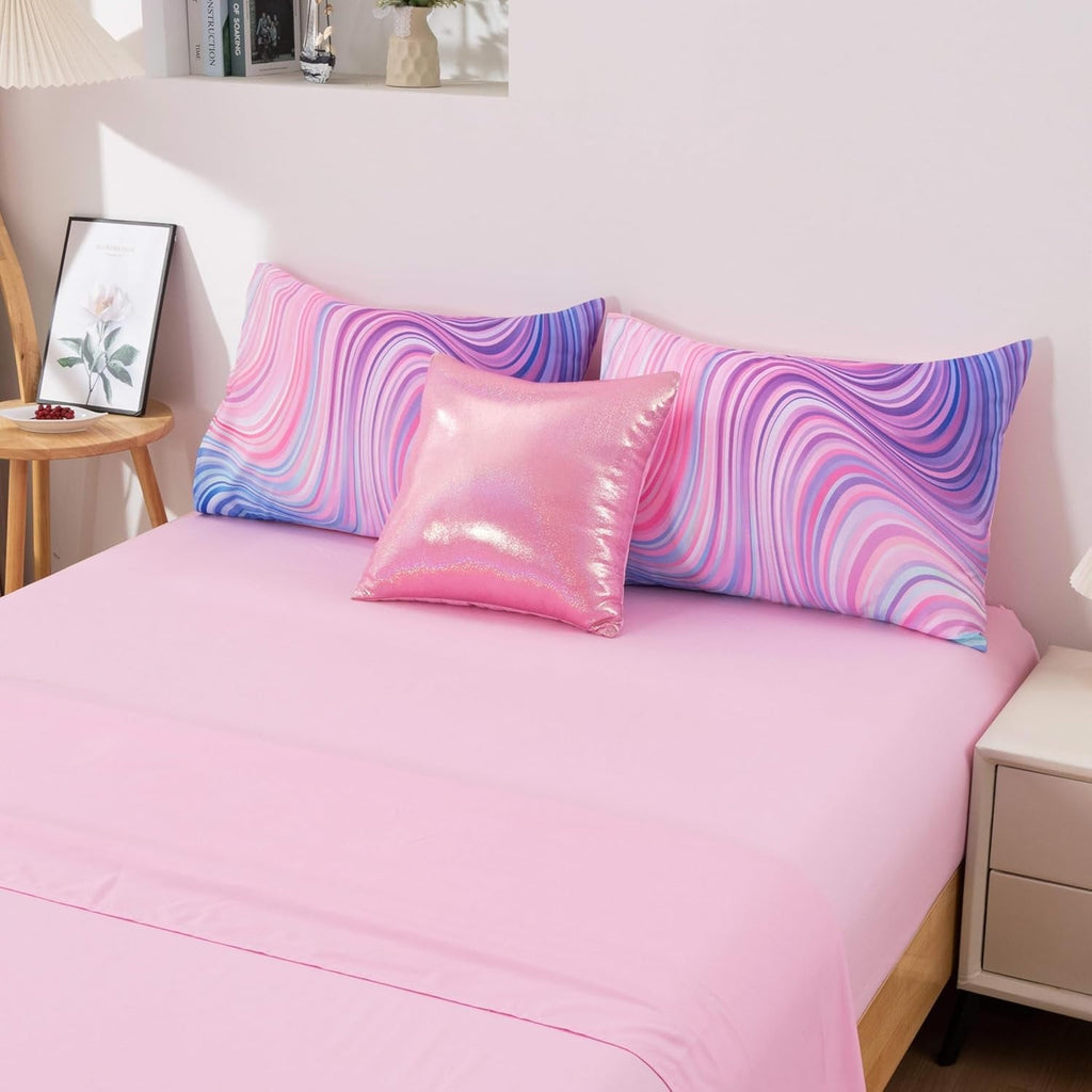 Fluffy Down Alternative 6 Pieces Gradient Star Ring Comforter Set, Colorful Glitter Rainbow Wave Stripes Pattern Bedding Set for Boys Girls T... - Hypoallergenic Ultra-Fluffy Quilt for Winter Detail
