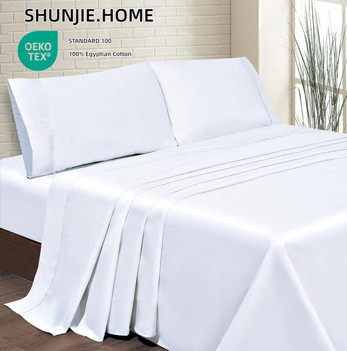 Breathable Luxury Bed Sheets Set 4 Pieces, 600 TC 100% Egyptian Cotton Bed Sheets, Breathable, Soft & Silky Sateen Weave Fits Mattress ... - Luxury Bed Sheet Set with Deep Pockets Detail