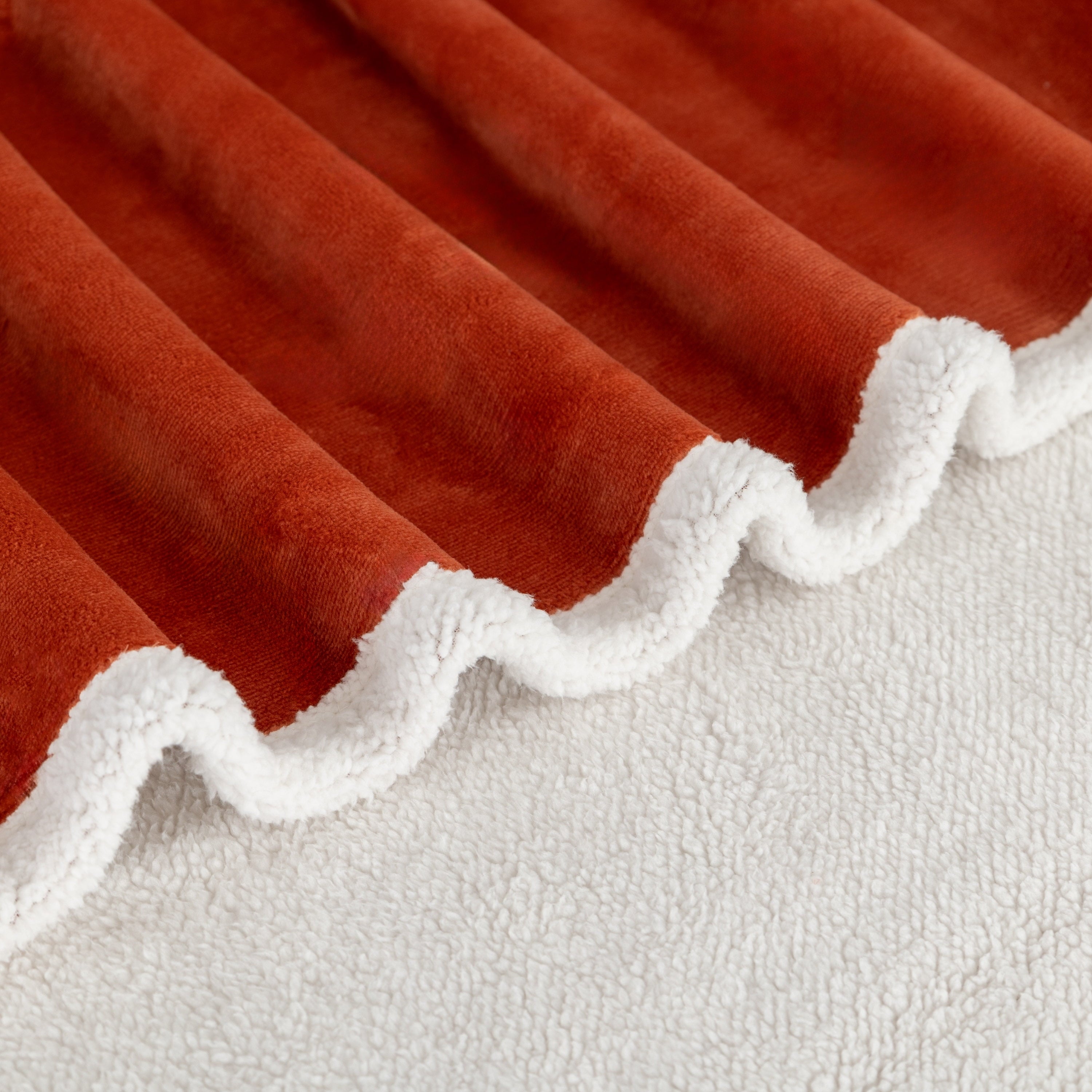 Lightweight Warm Reversible Printed Velvet Plush and Hampshire Faux Shearling Soft Throw Blanket, Standard Size, Auburn Sun - Super Soft Reversible Sherpa Flannel Blanket Detail