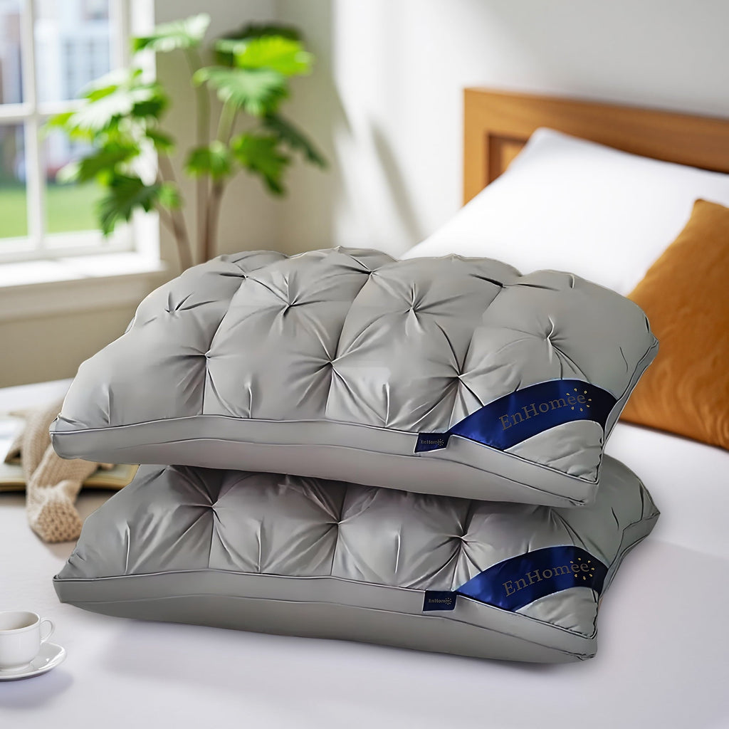 Orthopedic Support 2-Pack Luxurious Hotel-Quality ,Resistant to Flattening, All-Season,Gray - Orthopedic Shredded Foam Bed Pillow Set Detail