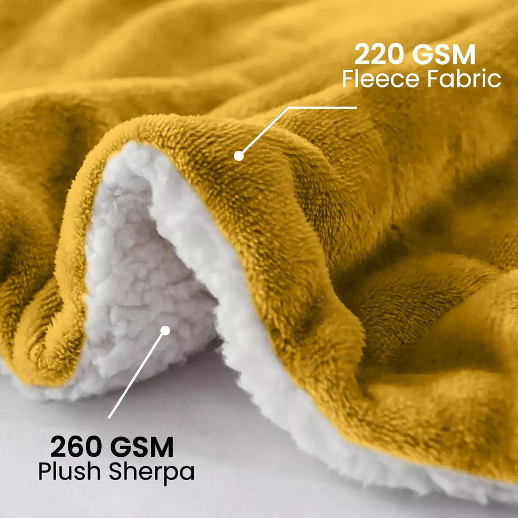 Super Soft Flannel Moonlight20015 Sherpa Blanket Fluffy Plush Couch & Travel Blanket Reversible Throw Size Ochre Color - Lightweight Plush Warm Blanket for All Seasons Detail