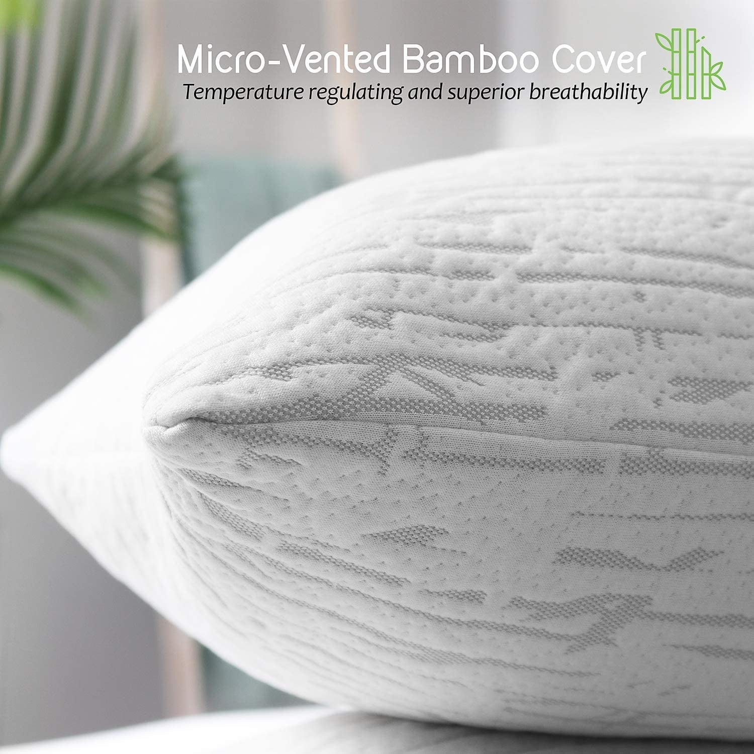 Hotel Collection Bed Pillow, Bamboo Pillows for Bed, Queen Size Pillows - Hotel Quality Plush Sleeping Pillows Detail