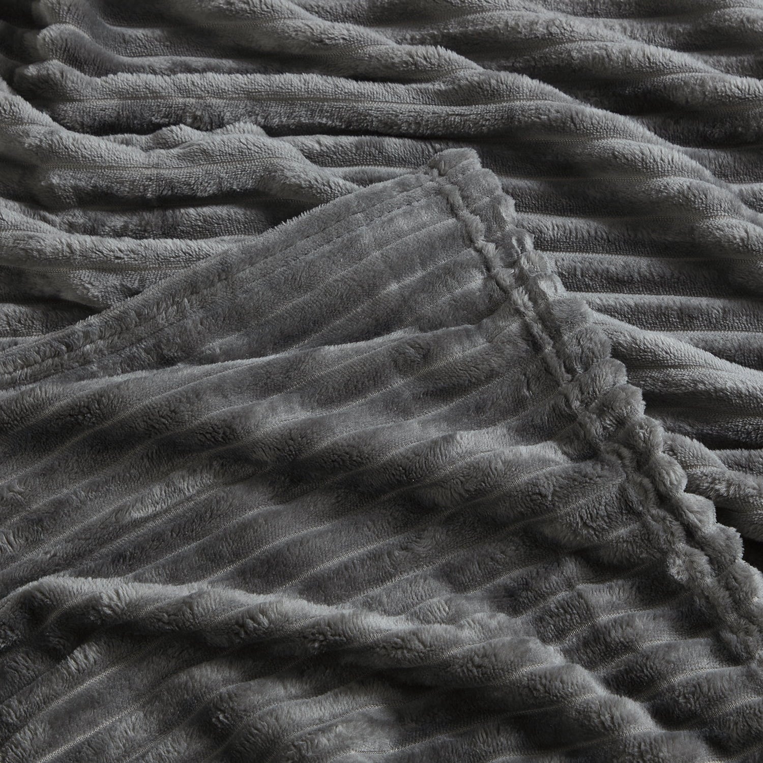 Decorative Knitted Cut Plush Fleece Blanket, Soft Lightweight Fuzzy Luxury Throw Size Bed Blankets for Bed, Throw, Gray - Luxury Knitted Decorative Throw Blanket with Fringes Detail