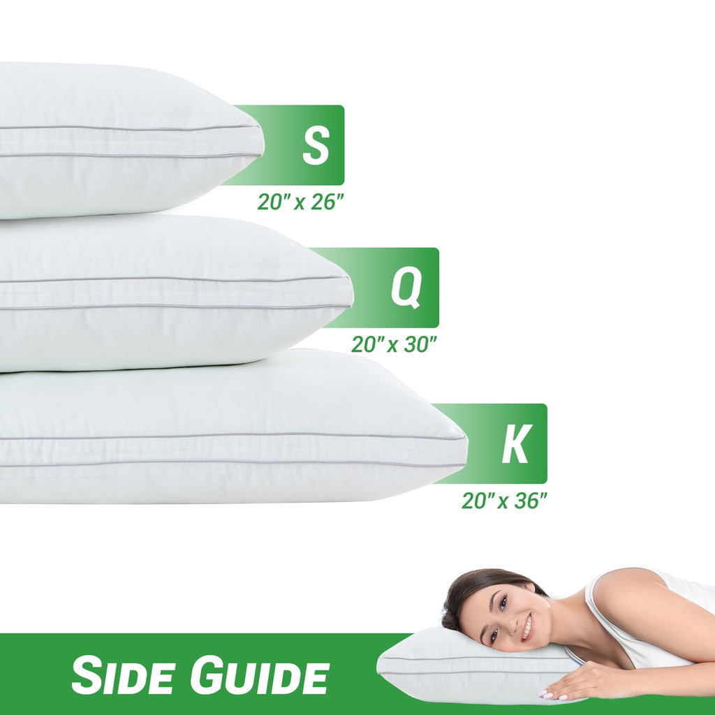 Orthopedic Support 2 Pack Pillows for Bed, Standard Size Pillows Insert for Side and Back Sleepers, Soft Down Alternative Microfiber Fil... - Ergonomic Memory Foam Pillow for Neck Pain Support Detail