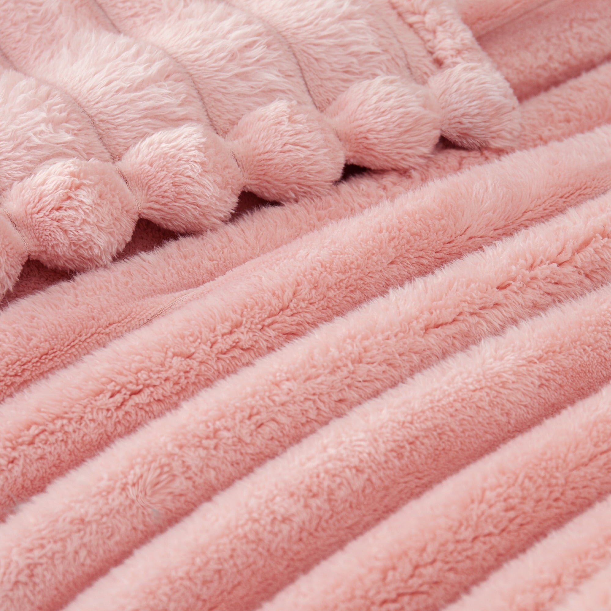 Reversible Sherpa Fleece Throw Blanket for Couch, Super Soft 3D Striped Jacquard Blanket, Lightweight Fuzzy Cozy Blankets, Pink, 50"x60" - Super Soft Reversible Sherpa Flannel Blanket Detail