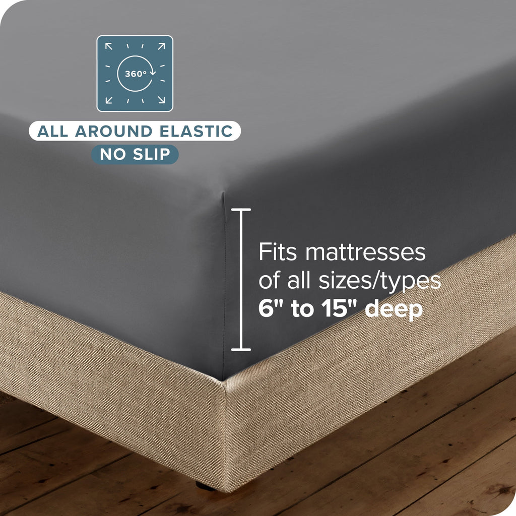 Breathable Luxury Luxury Bed Sheet Set- 6 Piece - Queen, Gray - Cooling Hotel Quality Bedding Sheets and Pillowcases Detail