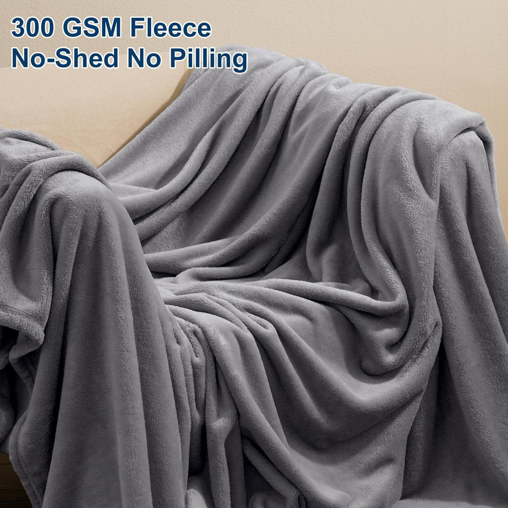 Decorative Knitted Fleece Throw Blanket, Fuzzy Soft Lightweight Blankets for Bed, Sofa, Suitable for All Season, Grey, 50x60 inches - Super Soft Reversible Sherpa Flannel Blanket Detail