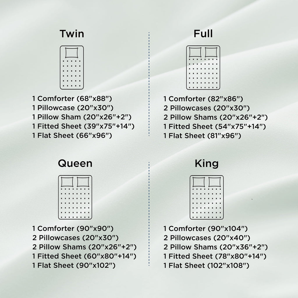 Fluffy Down Alternative Queen Comforter Set Sage Green, 7 Pieces Lightweight Queen Bedding Sets, Contrasting Design - Hypoallergenic Ultra-Fluffy Quilt for Winter Detail