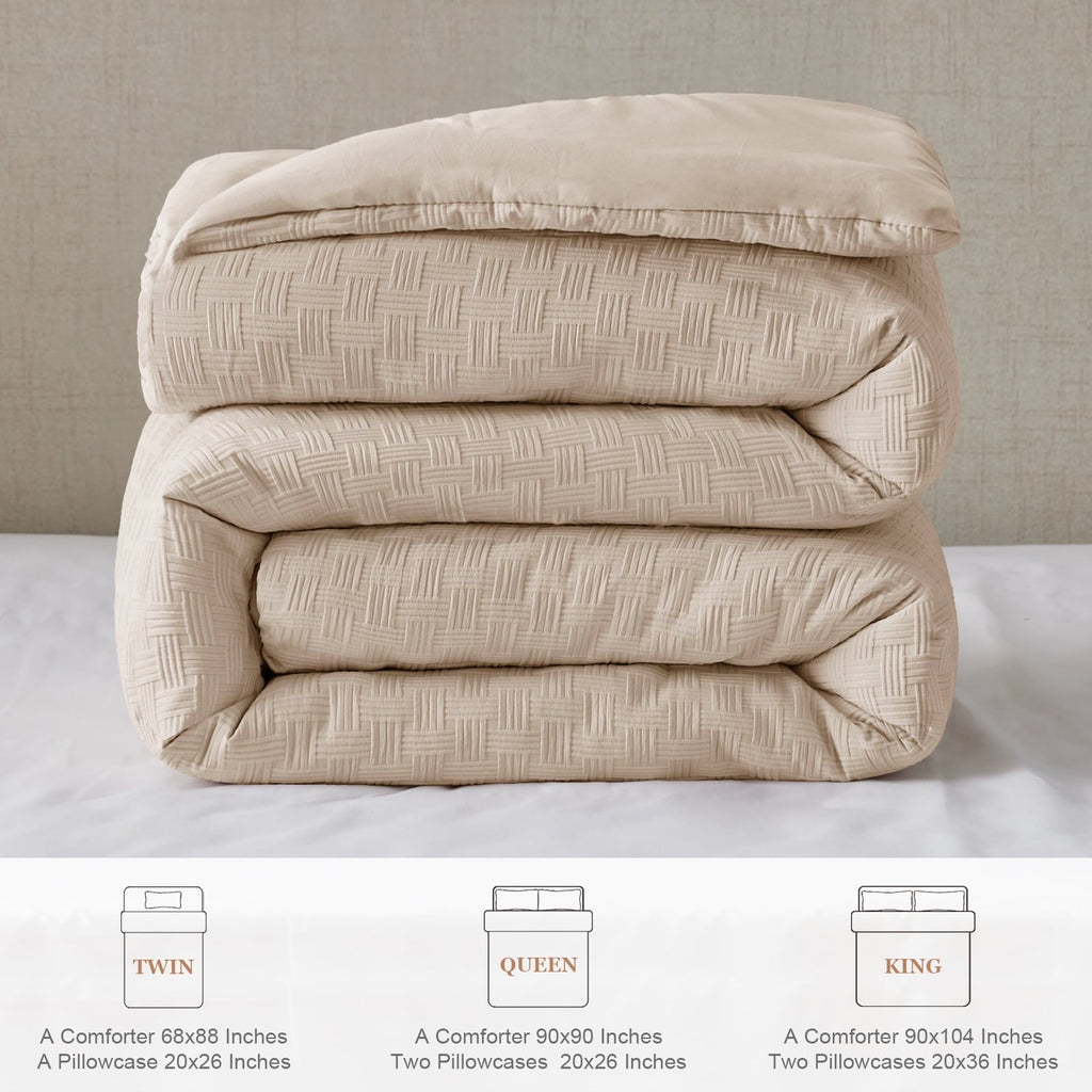 Fluffy Down Alternative 3-Piece Jacquard Braid Ultra Soft King Comforter Set, Luxury Reversible Microfiber Oversized Comforters Bedding Set w... - All-Season Down Alternative Comforter Insert Detail
