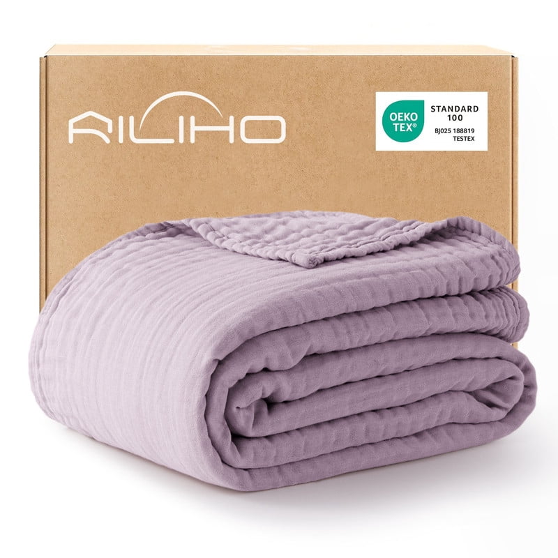 Cozy Fleece 100% Cotton Muslin Blanket Large 50" x 70", 6 Layers Lightweight and Breathable Throw Blankets for Couch, Soft Coolin... - Cozy Fleece Throw Blanket for Couch & Bed - Default Title