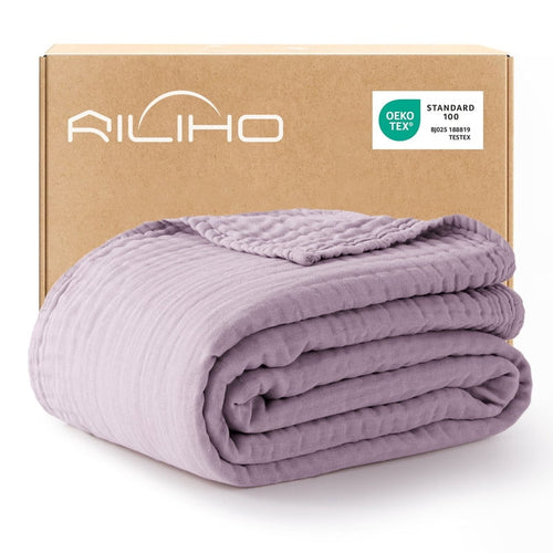 Cozy Fleece 100% Cotton Muslin Blanket Large 50" x 70", 6 Layers Lightweight and Breathable Throw Blankets for Couch, Soft Coolin... - Cozy Fleece Throw Blanket for Couch & Bed - Default Title