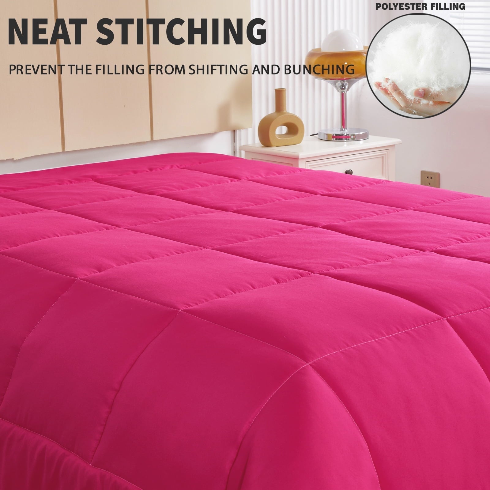 Hypoallergenic Cloud Lightweight Reversible 3-Piece Comforter Set All Seasons, Down Alternative Comforter with 2 Pillow Shams, Queen Size,... - Cloud-Like Soft Lightweight Bed Comforter Detail