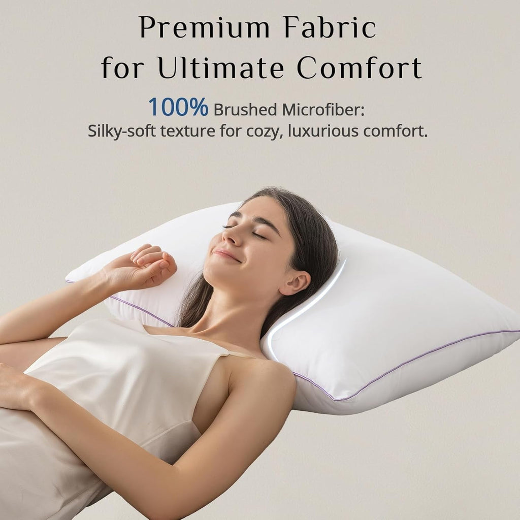 Decorative Plump Set of 4, Cooling and Supportive Bed with Super Soft Down Alternative Fill, Luxury Fluffy Hotel Quality for Side, Bac... - Hotel Quality Plush Sleeping Pillows Detail