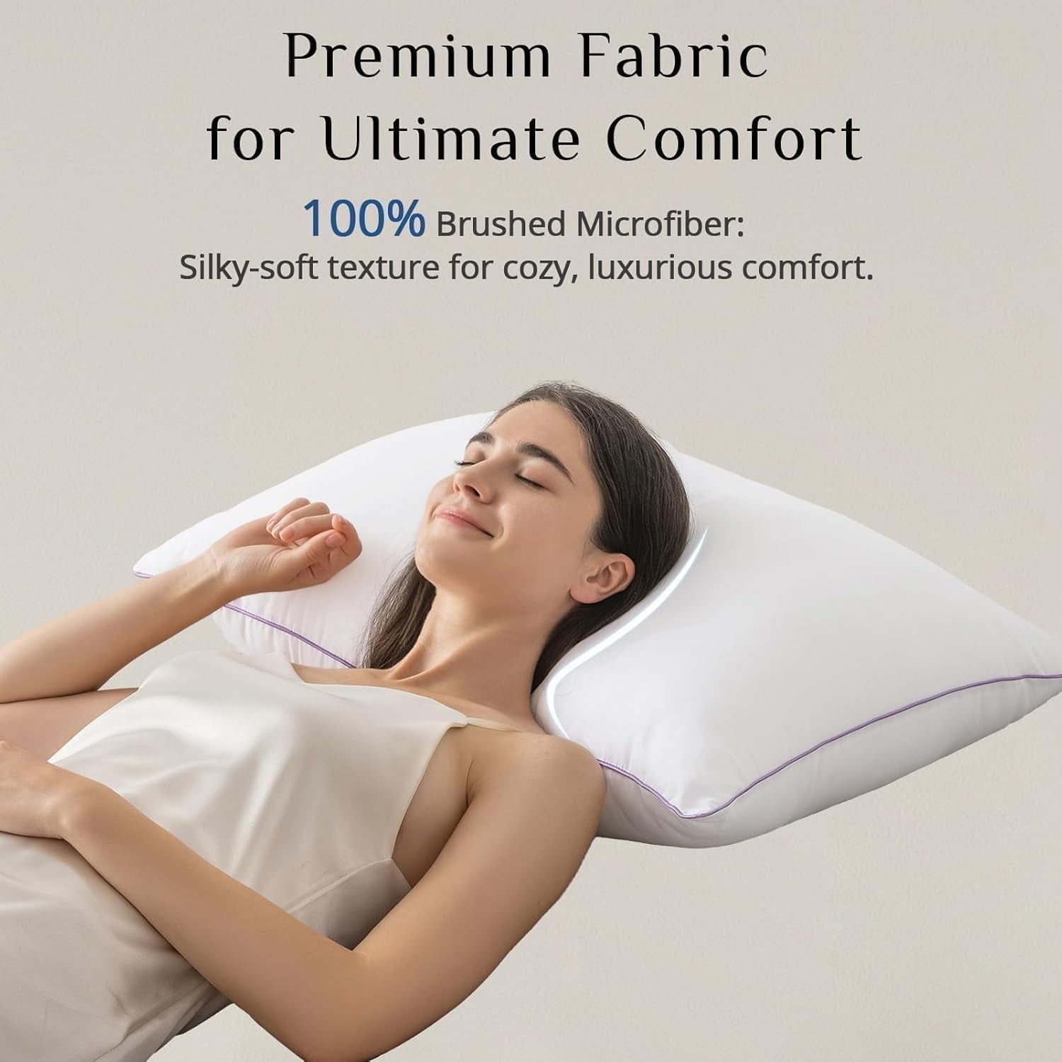 Decorative Plump Set of 4, Cooling and Supportive Bed with Super Soft Down Alternative Fill, Luxury Fluffy Hotel Quality for Side, Bac... - Hotel Quality Plush Sleeping Pillows Detail