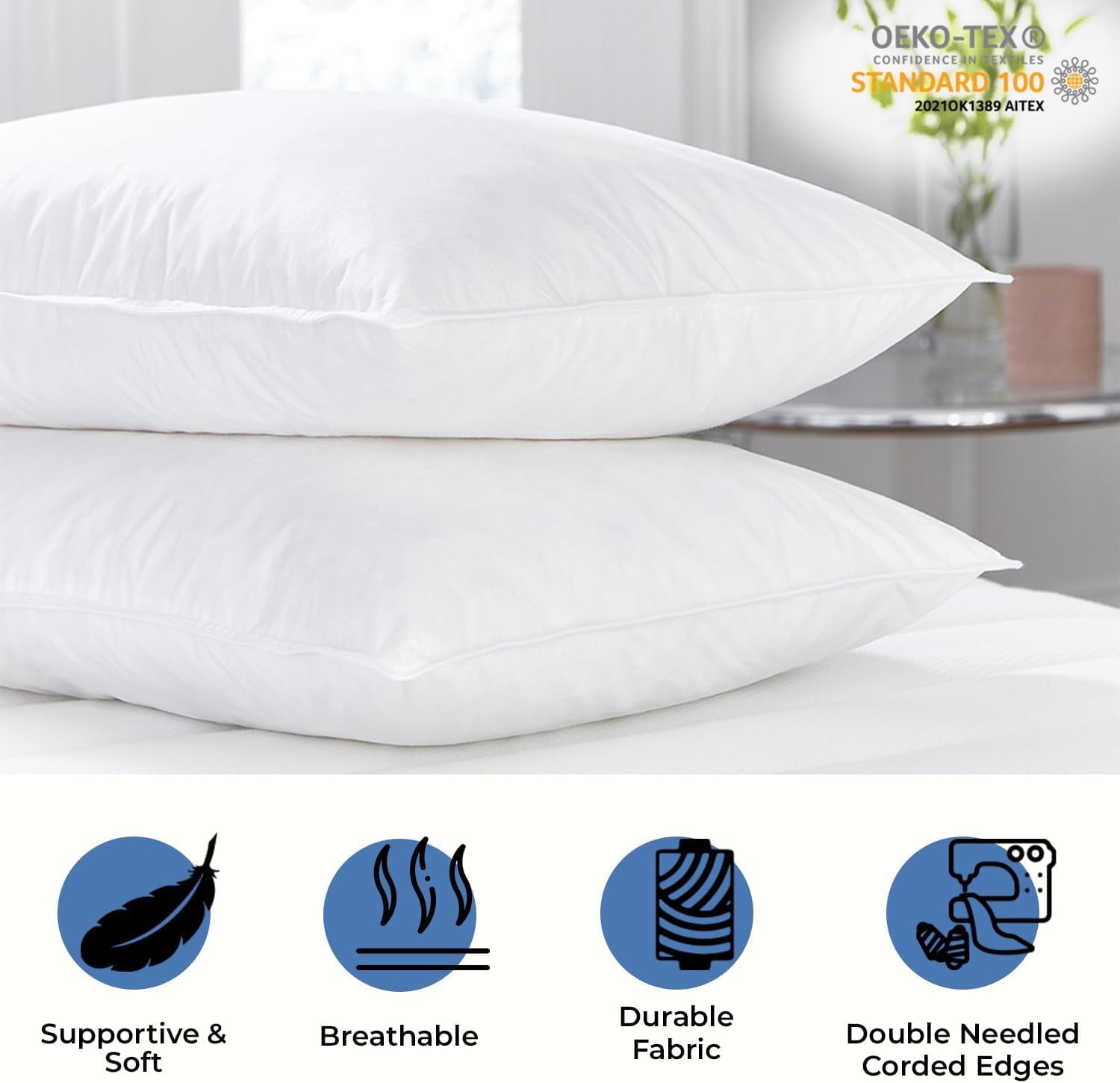 Ergonomic Memory Foam Ryotei Economy Bulk Hotel Pillows 20"x26" Standard (Pack of 12) | Premium Cluster Fiber Fill | Soft Down Alternative ... - Orthopedic Shredded Foam Bed Pillow Set Detail