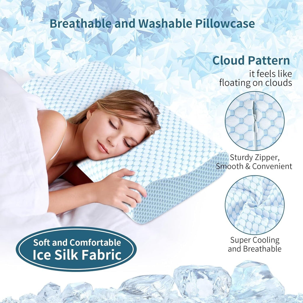 Ergonomic Memory Foam for Neck Pain Relief, Contour Memory Foam s for Sleeping, Odorless Ergonomic Adjustable Orthopedic Cooling Bed Neck S... - Orthopedic Shredded Foam Bed Pillow Set Detail