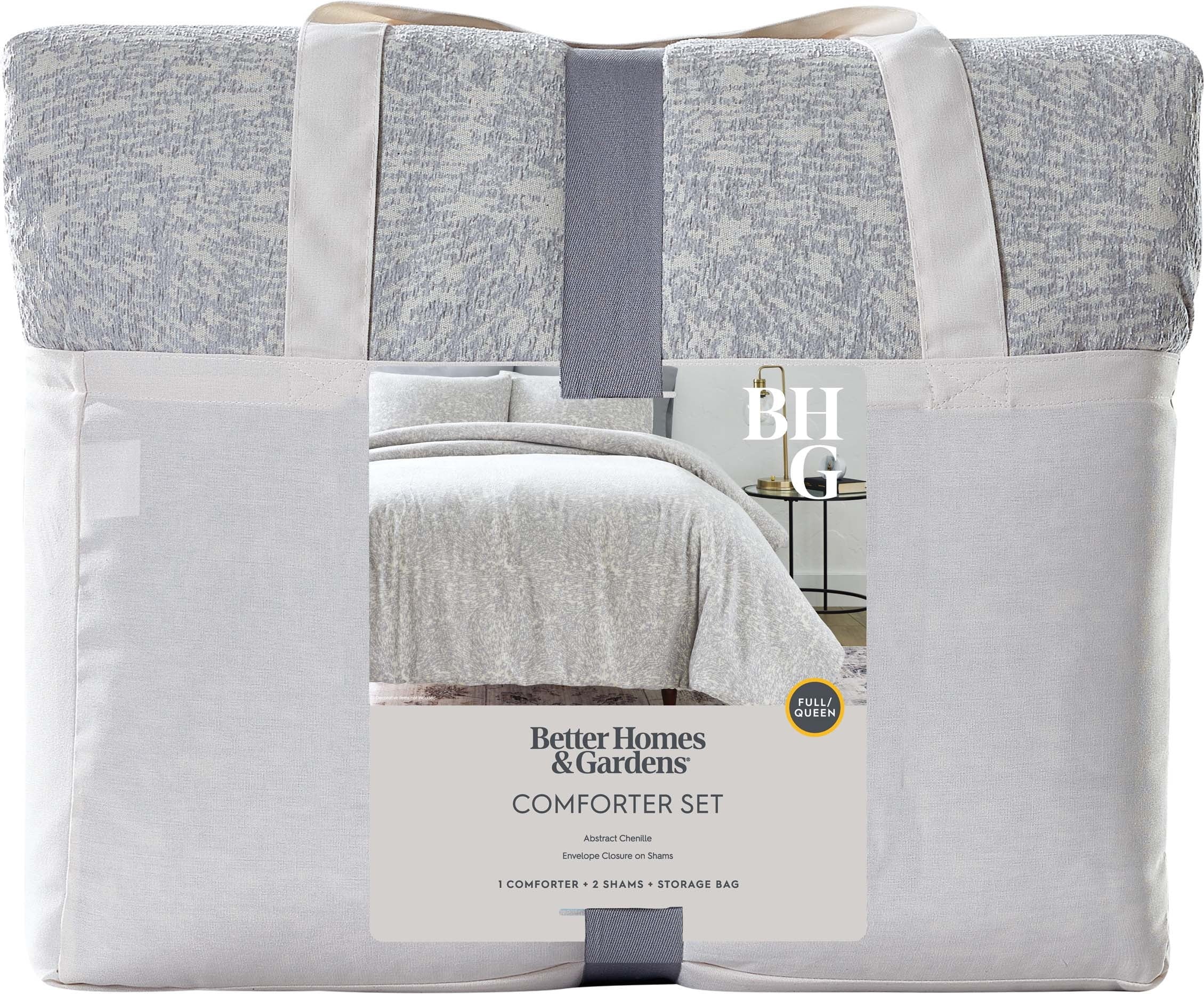 Heavyweight Warmth Better Homes & Garden Grey Chenille 3-Piece Comforter Set, Full/Queen, All Ages - Luxurious Quilted Duvet Cover Set Detail