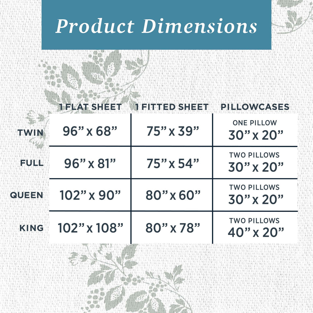 Wrinkle-Resistant 100% Cotton Percale 4-Piece Queen Size Deep Pocket Printed Bed Sheets Set, 1 Fitted, 1 Flat Sheet with 2 Pillowcases,... - Breathable Egyptian Cotton Flat & Fitted Sheets Detail