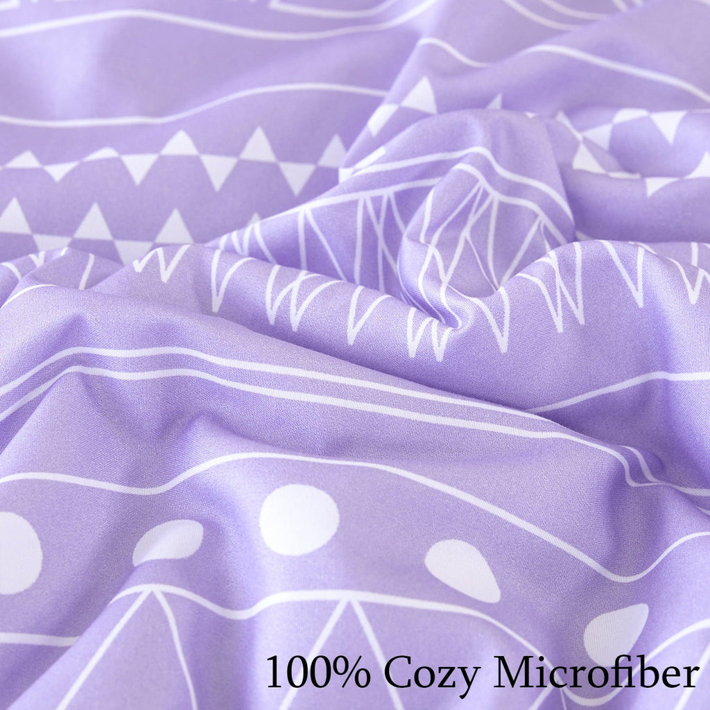 Hypoallergenic Cloud 8-Pieces Boho Bedding Set Full Lavender Striped Bed in a Bag for Girls Women Soft Fluffy Purple Comforter Set with Sh... - Cloud-Like Soft Lightweight Bed Comforter Detail