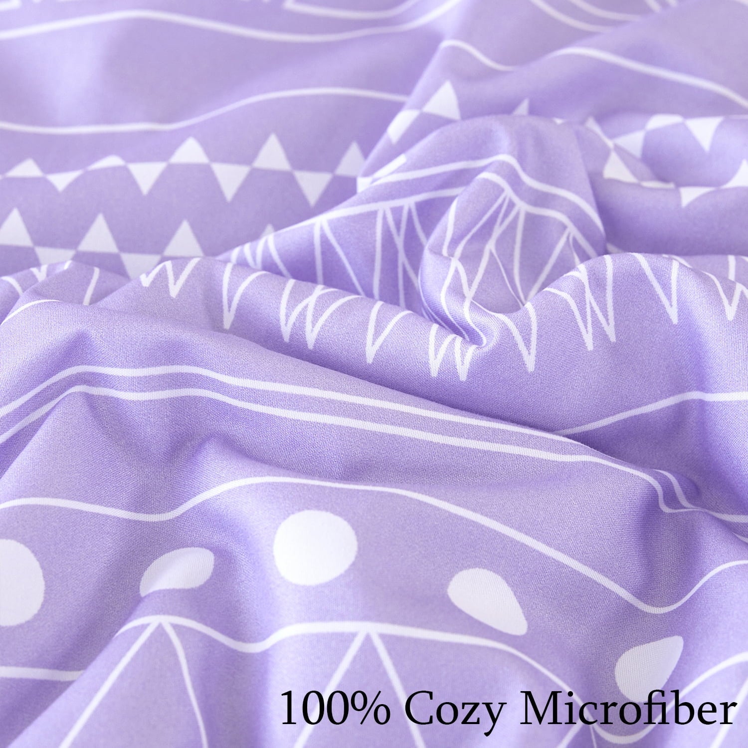 Hypoallergenic Cloud 8-Pieces Boho Bedding Set Full Lavender Striped Bed in a Bag for Girls Women Soft Fluffy Purple Comforter Set with Sh... - Cloud-Like Soft Lightweight Bed Comforter Detail