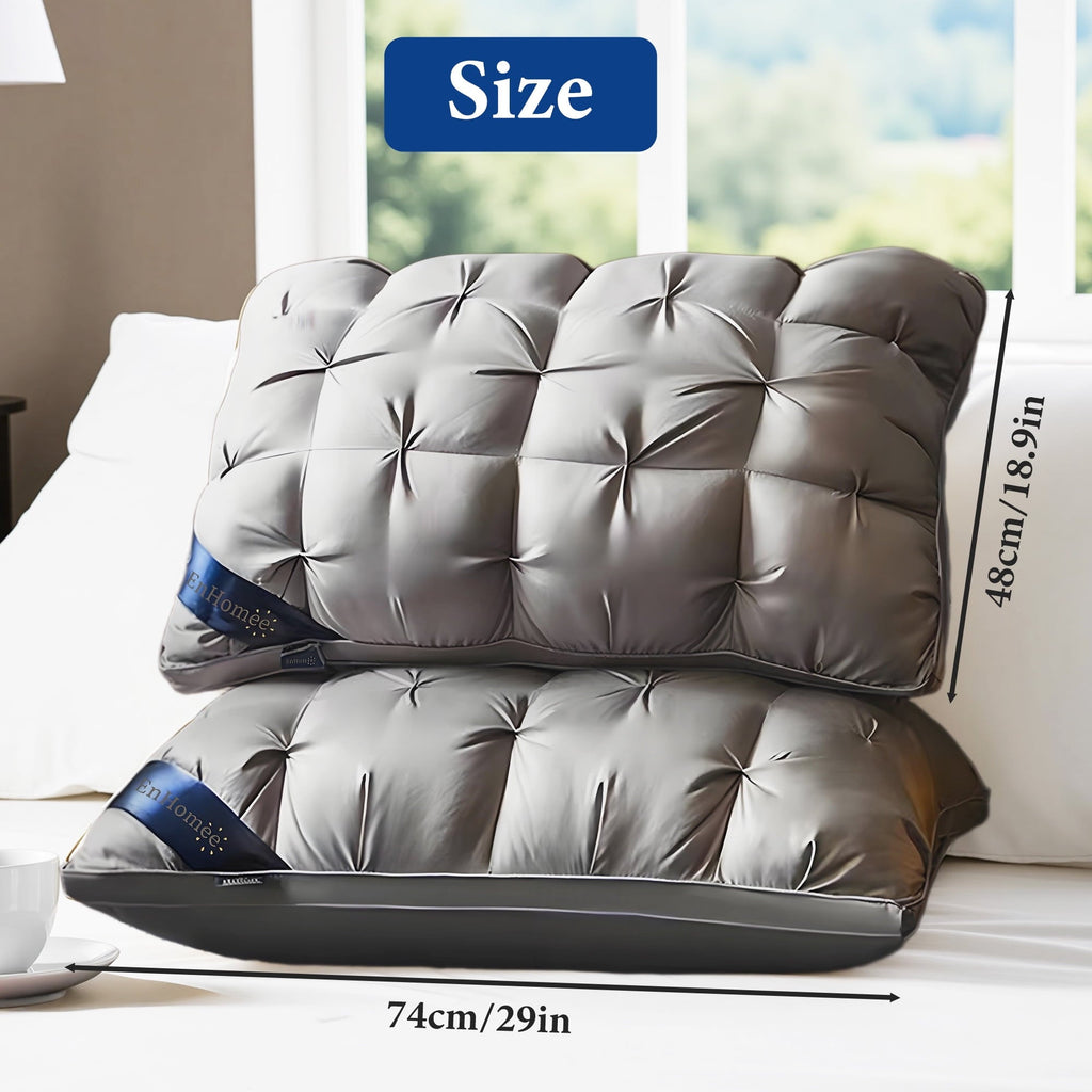Orthopedic Support 2-Pack Luxurious Hotel-Quality ,Resistant to Flattening, All-Season,Gray - Orthopedic Shredded Foam Bed Pillow Set Detail