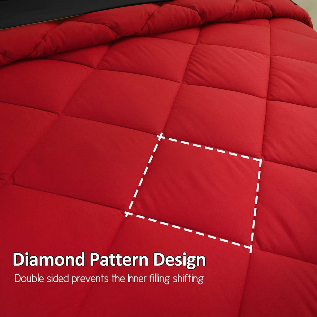 Heavyweight Warmth 7 Piece Reversible Queen Comforter Set - Red Quilted Down Alternative Bedding All Season Super Soft Microfiber Bed in... - Hypoallergenic Ultra-Fluffy Quilt for Winter Detail