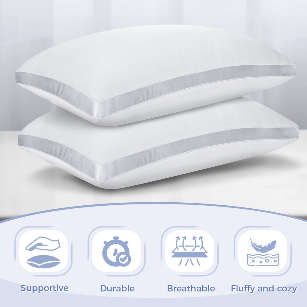 Fluffy Shredded Bed Pillows King Size Set of 2, Luxury Hotel Quality,Fluffy and Supportive Gusseted Bed Pillows for Side, Back, or St... - Ergonomic Memory Foam Pillow for Neck Pain Support Detail
