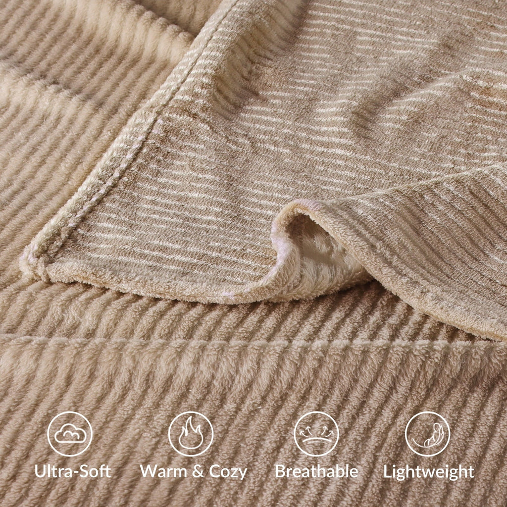 Cozy Fleece Soft Throw Blanket, 50"x60", Camel - Lightweight Plush Warm Blanket for All Seasons Detail