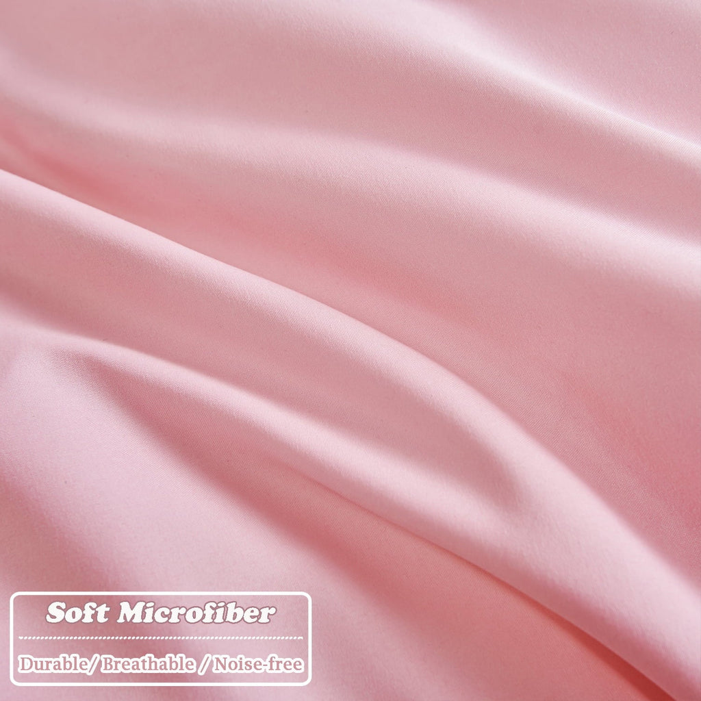 Fluffy Down Alternative Pink Full Size Comforter Set Pom Fringe 3 Pcs Boho Chic Cute Ball Pom Blush Bedding Set Cali Soft Lightweight Solid B... - Cloud-Like Soft Lightweight Bed Comforter Detail