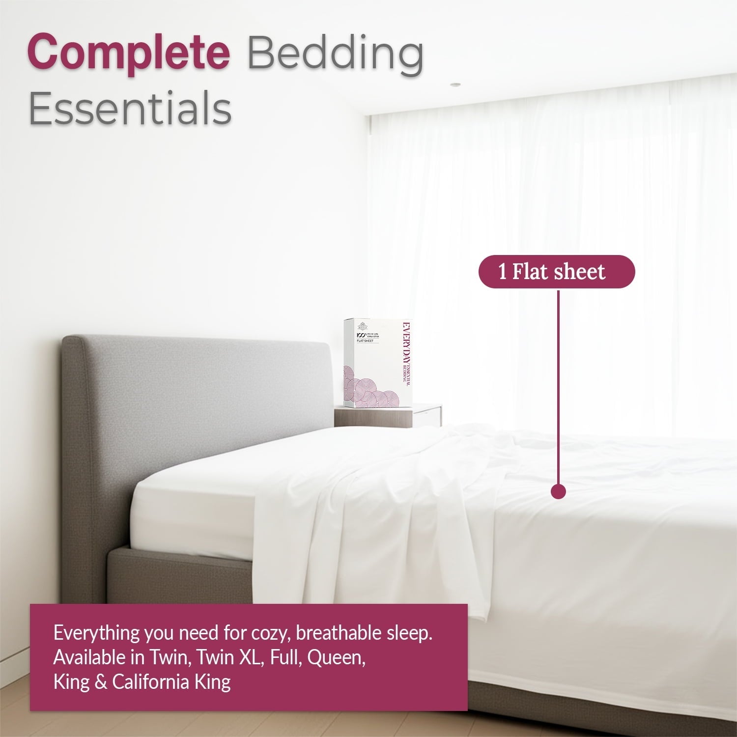 Premium Egyptian Cotton 100% Organic Cotton Percale Flat Sheet Twin Size - 1 PC Flat Sheet, White - Crisp, Cool and Strong Bed Linen, Top She... - Cooling Hotel Quality Bedding Sheets and Pillowcases Detail