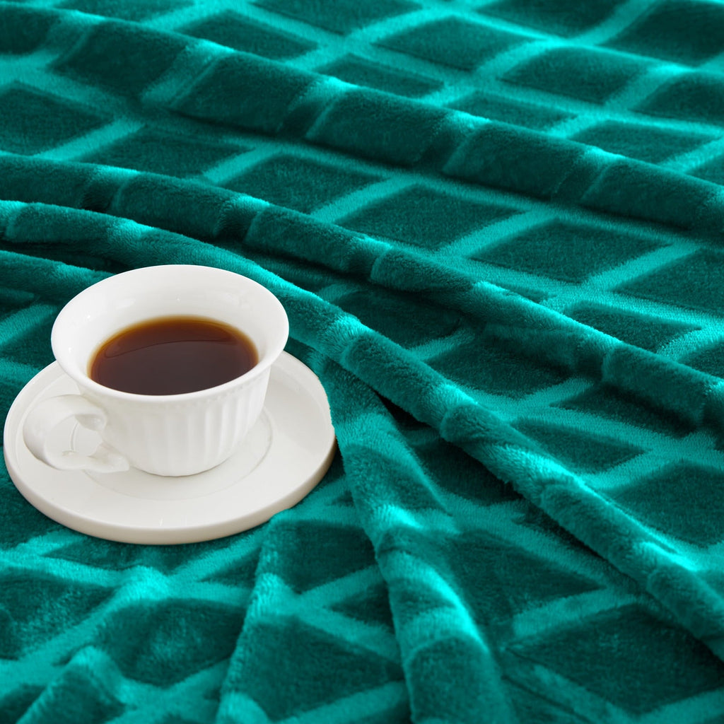 Decorative Knitted Large Soft Throw Blanket for Couch, 50x70 Inches Diamond Geometry Pattern Velvet Fleece Blanket, Cozy, Warm and Light... - Lightweight Plush Warm Blanket for All Seasons Detail