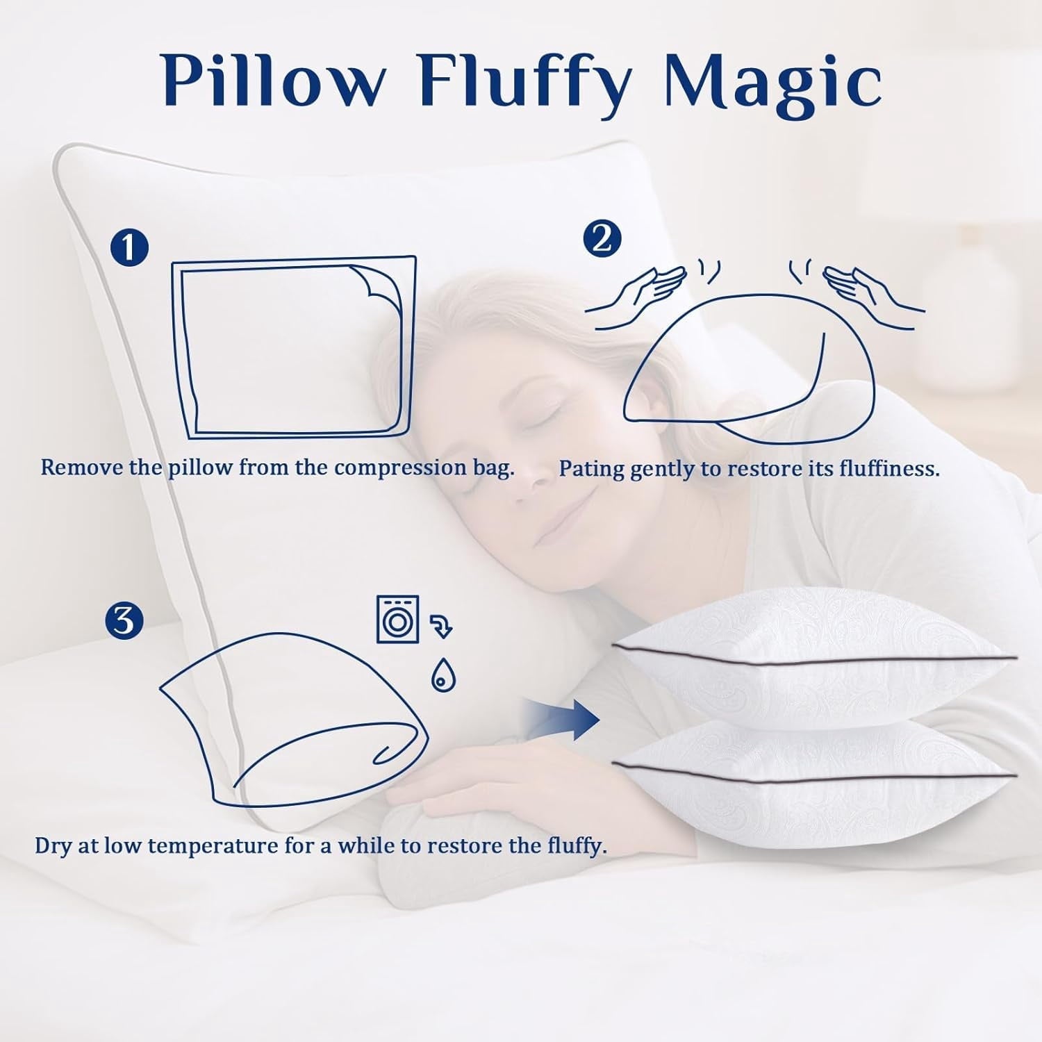 Fluffy Shredded for Sleeping, Soft and Supportive Throw for Couch, Bed and Sofa, Down Alternative Pillow, 26x26 Inches - Hotel Quality Plush Sleeping Pillows Detail
